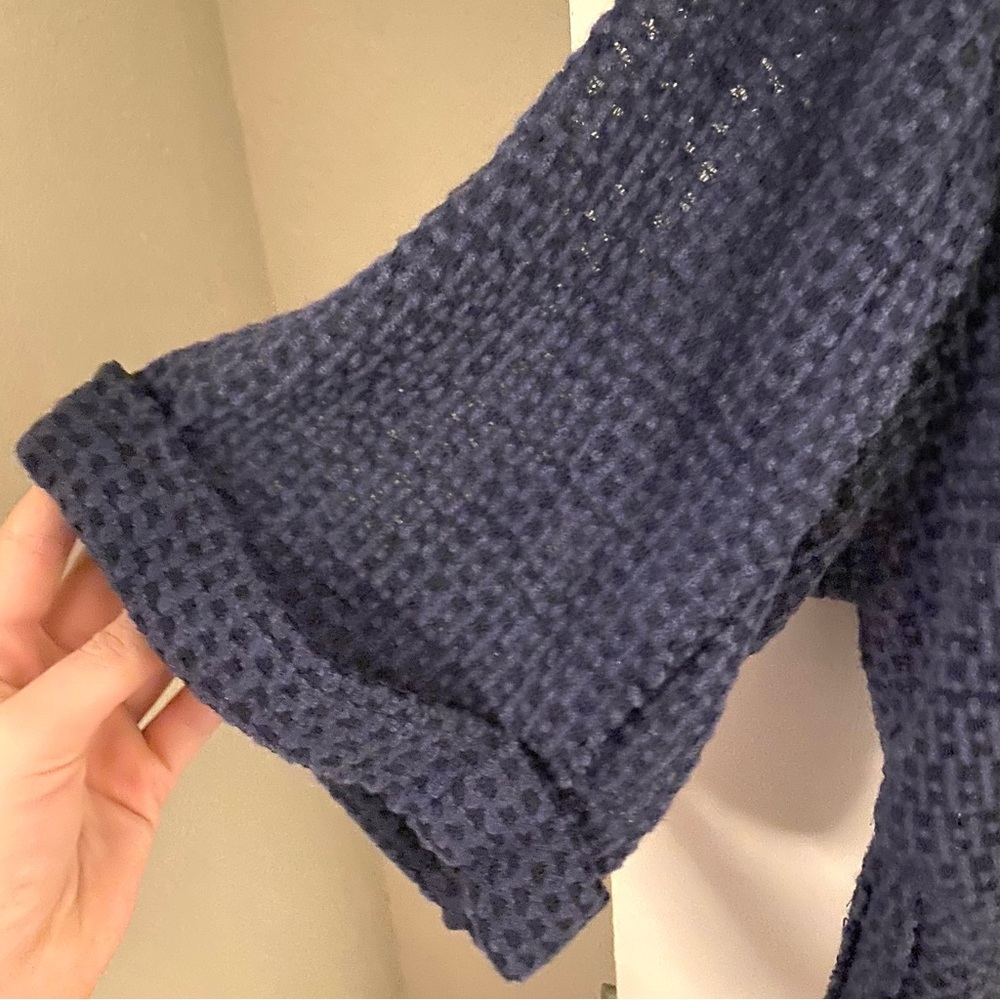 Umgee Navy Blue Waffle Knit Blouse - Picture 3 of 5